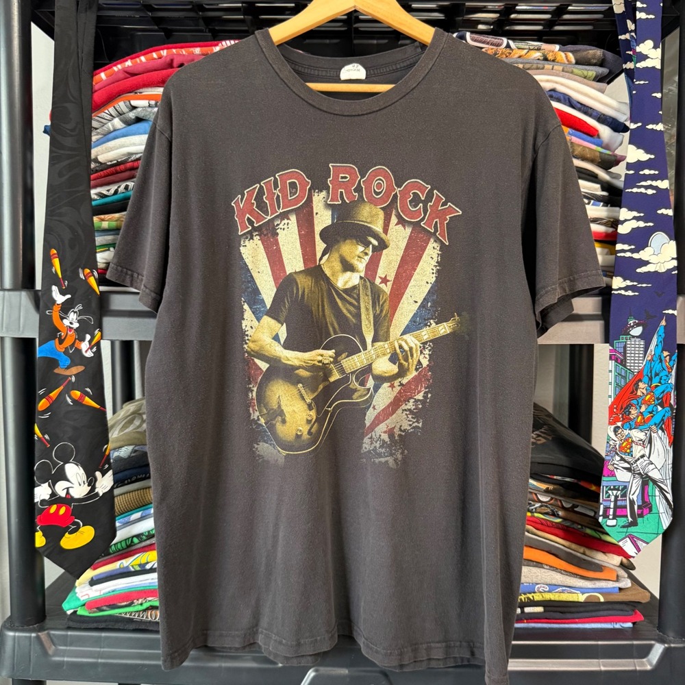 Y2K Black Kid Rock U.S. Tour 2011 Concert Graphic T-Shirt XL Light Marks